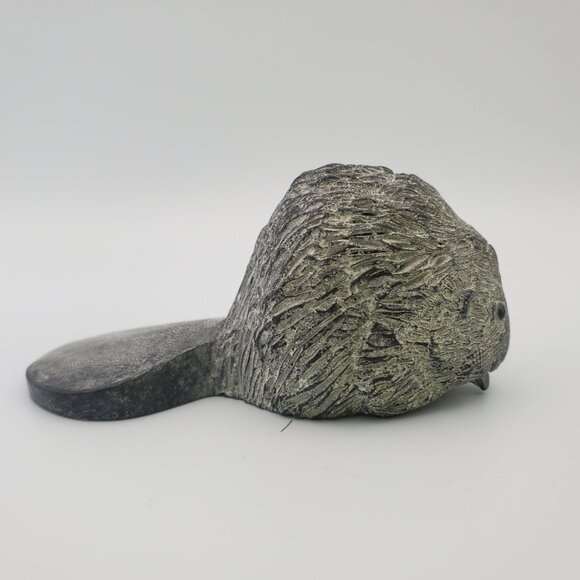 OMG So Cute! Vtg Handmade Soapstone BEAVER Figurine Sculpture Detailed Grey Fur - Picture 2 of 8